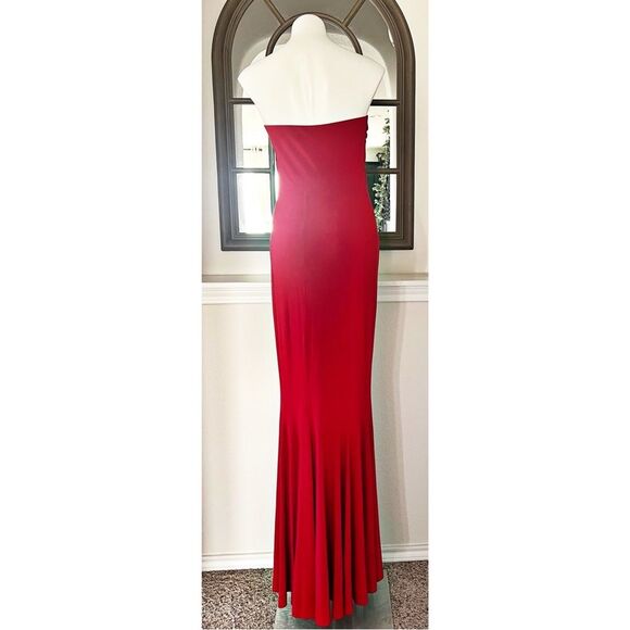 Norma Kamali Strapless Fishtail Gown in Tiger Red, NWT, Size L-40 - Picture 12 of 16